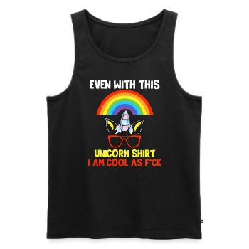 Cool Like Unicorn Rainbow Badass Friend - Men's Premium Organic Tank Top - black - Front - Michal (187cm)