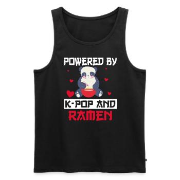 Propulsé par K-Pop et Ramen Korean Music - Débardeur bio Premium Homme - noir - Devant - AI Model Male 178 light (178cm)