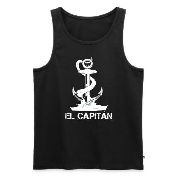 El Capitan Captain Capitán Bootsanker Segeldesign - Männer Premium Bio Tank Top - Schwarz - Vorne - Michal (187cm)