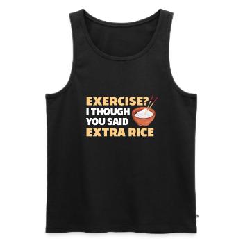 Exercice Je pensais que vous aviez plus de riz plus drôle - Débardeur bio Premium Homme - noir - Devant - Michal (187cm)