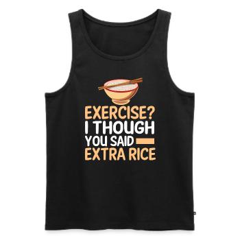 Exercice Je pensais que vous aviez plus de riz plus drôle - Débardeur bio Premium Homme - noir - Devant - Michal (187cm)