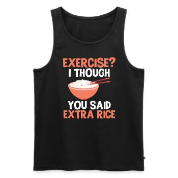Exercice Je pensais que vous aviez plus de riz plus drôle - Débardeur bio Premium Homme - noir - Devant - AI Model Male 178 light (178cm)