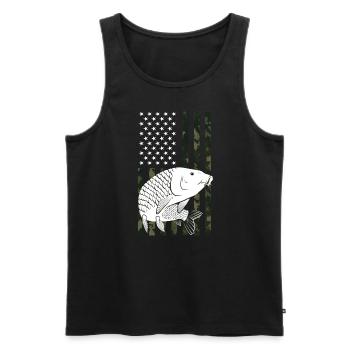 Drapeaux des États-Unis American Patriot Fisher Pêcheur - Débardeur bio Premium Homme - noir - Devant - Michal (187cm)