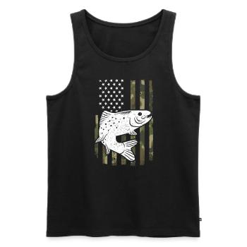 Drapeaux des États-Unis American Patriot Fisher Pêcheur - Débardeur bio Premium Homme - noir - Devant - Michal (187cm)