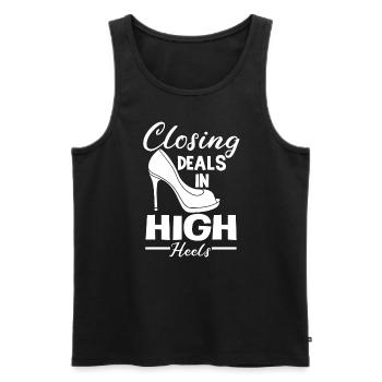 Clôture des annonces dans High Heels Real Estate - Débardeur bio Premium Homme - noir - Devant - Michal (187cm)