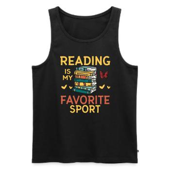 La lecture est mon amateur de livres de sport préféré - Débardeur bio Premium Homme - noir - Devant - Michal (187cm)