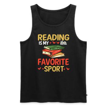 La lecture est mon amateur de livres de sport préféré - Débardeur bio Premium Homme - noir - Devant - Michal (187cm)