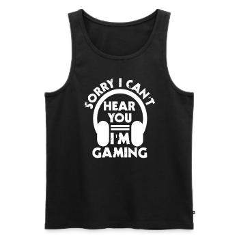 Sorry, I can't hear you, I - Men's Premium Organic Tank Top - black - Front - Michal (187cm)