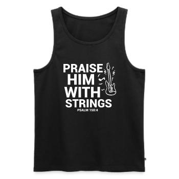 Praise him with faiten funny bass guitarist - Men's Premium Organic Tank Top - black - Front - AI Model Male 178 light (178cm)