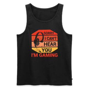 Sorry, I can't hear you, I - Men's Premium Organic Tank Top - black - Front - Michal (187cm)