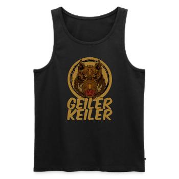 Geiler Keiler | Lustiges Wildschwein Jagd - Männer Premium Bio Tank Top - Schwarz - Vorne - AI Model Male 178 light (178cm)