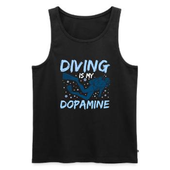 Diving is my dopamine scuba diver under water - Men's Premium Organic Tank Top - black - Front - Michal (187cm)
