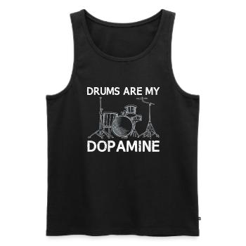 Les tambours sont mon tambour de batteur de dopamine - Débardeur bio Premium Homme - noir - Devant - Michal (187cm)