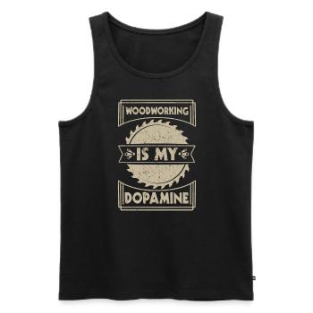 Le travail du bois est mon charpentier dopaminergique - Débardeur bio Premium Homme - noir - Devant - AI Model Male 178 light (178cm)