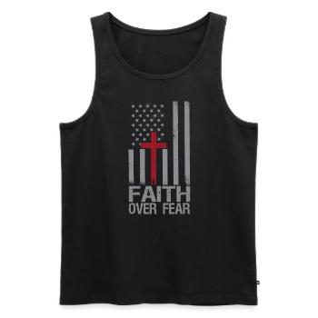 Faith About Fear American Pride Religious - Men's Premium Organic Tank Top - black - Front - AI Model Male 178 light (178cm)