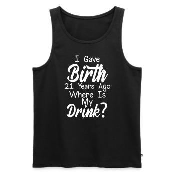 I was born 21 years ago, where is my - Men's Premium Organic Tank Top - black - Front - AI Model Male 178 light (178cm)