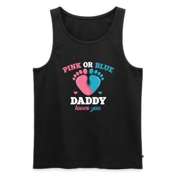 Pink or Blue Daddy Loves You Father Gender - Men's Premium Organic Tank Top - black - Front - AI Model Male 178 light (178cm)