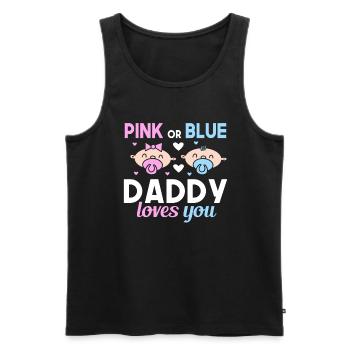 Pink or Blue Daddy Loves You Father Gender - Men's Premium Organic Tank Top - black - Front - AI Model Male 178 light (178cm)