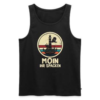 Moin Ihr Spacken Möwe Norddeutsch Plattdeutscher - Débardeur bio Premium Homme - noir - Devant - AI Model Male 178 light (178cm)