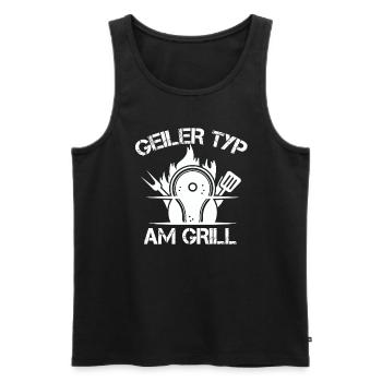 Geiler Typ Am Grill BBQ Grillen Barbecue Outfit - Männer Premium Bio Tank Top - Schwarz - Vorne - AI Model Male 178 light (178cm)
