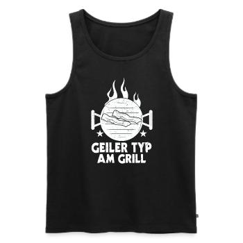 Geiler Typ Am Grill BBQ Grillen Barbecue Outfit - Männer Premium Bio Tank Top - Schwarz - Vorne - AI Model Male 178 light (178cm)
