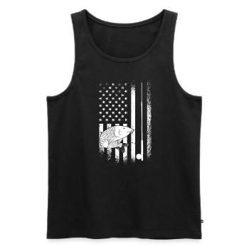 Pêche-pêcheur-USA-drapeau-patriotique - Débardeur bio Premium Homme - noir - Devant - Michal (187cm)