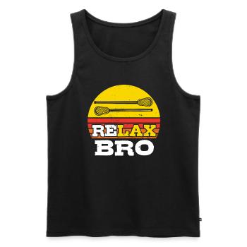Relax Bro Retro Vintage Lacrosse Design - Débardeur bio Premium Homme - noir - Devant - Michal (187cm)