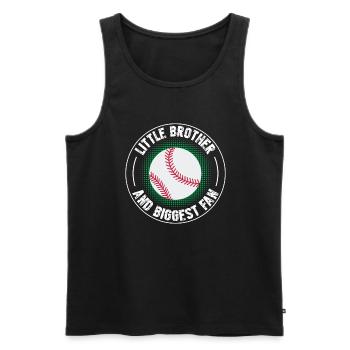 Petit frère et plus grand fan de baseball - Débardeur bio Premium Homme - noir - Devant - Michal (187cm)