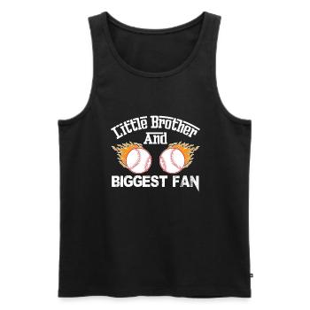 Petit frère et plus grand fan de baseball - Débardeur bio Premium Homme - noir - Devant - Michal (187cm)