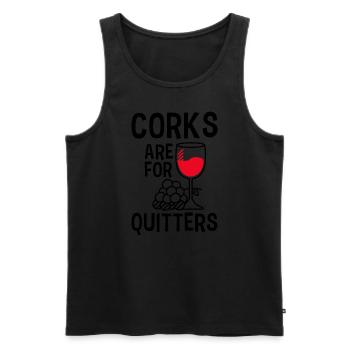 Corks are funny things for Drückeberger - Men's Premium Organic Tank Top - black - Front - Michal (187cm)