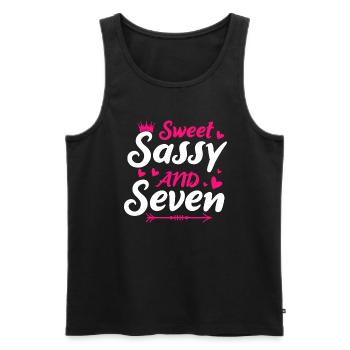 Sweet Sassy And Seven 7th birthday 7 years old - Men's Premium Organic Tank Top - black - Front - AI Model Male 178 light (178cm)