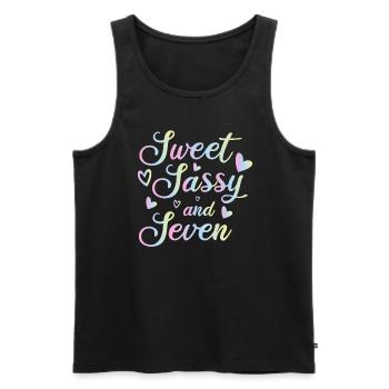 Sweet Sassy And Seven 7th birthday 7 years old - Men's Premium Organic Tank Top - black - Front - AI Model Male 178 light (178cm)