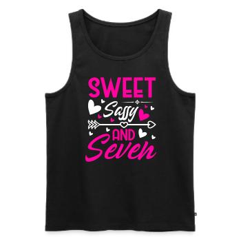 Sweet Sassy And Seven 7th birthday 7 years old - Men's Premium Organic Tank Top - black - Front - AI Model Male 178 light (178cm)
