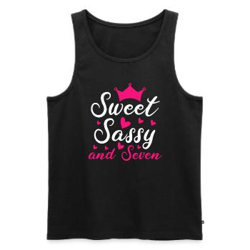 Sweet Sassy And Seven 7th birthday 7 years old - Men's Premium Organic Tank Top - black - Front - AI Model Male 178 light (178cm)