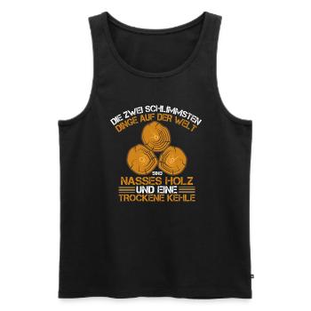 Lustiger Holzfäller Förster Forstwirt Spruch - Männer Premium Bio Tank Top - Schwarz - Vorne - Michal (187cm)