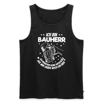 Ich Bin Bauherr Lustiger Hausbau Richtfest Spruch - Männer Premium Bio Tank Top - Schwarz - Vorne - Michal (187cm)