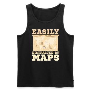Easily distracted by maps geography mapping - Men's Premium Organic Tank Top - black - Front - Michal (187cm)
