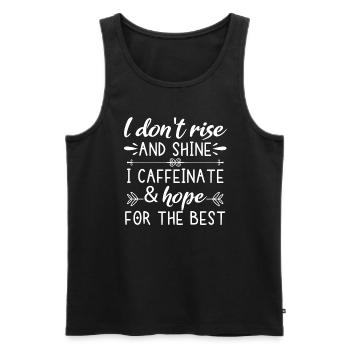 I don't get up and I glow caffeinated - Men's Premium Organic Tank Top - black - Front - AI Model Male 178 light (178cm)