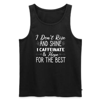 I don't get up and I glow caffeinated - Men's Premium Organic Tank Top - black - Front - AI Model Male 178 light (178cm)