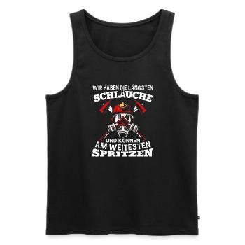 Wir Haben Die Längsten Schläuche Versauter - Männer Premium Bio Tank Top - Schwarz - Vorne - AI Model Male 178 light (178cm)