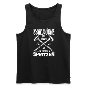 Wir Haben Die Längsten Schläuche Versauter - Männer Premium Bio Tank Top - Schwarz - Vorne - AI Model Male 178 light (178cm)