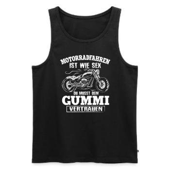 Motorradfahren Ist Wie Sex Dem Gummi Vertrauen - Männer Premium Bio Tank Top - Schwarz - Vorne - Michal (187cm)