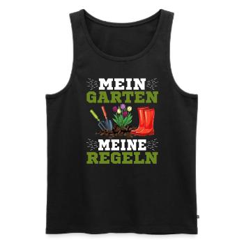 Hobbygärtner Gartenarbeit Mein Garten Meine - Männer Premium Bio Tank Top - Schwarz - Vorne - Michal (187cm)