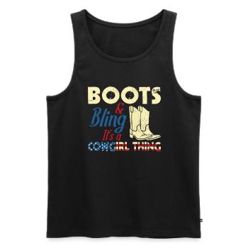 Western Lifestyle Boots Bling - Men's Premium Organic Tank Top - black - Front - AI Model Male 178 light (178cm)