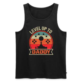 Level up Dad for the first time Father Father's Day - Men's Premium Organic Tank Top - black - Front - AI Model Male 178 light (178cm)