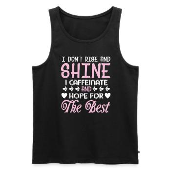 I don't get up and I glow caffeinated - Men's Premium Organic Tank Top - black - Front - AI Model Male 178 light (178cm)