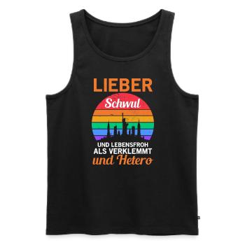 Regenbogen Lieber Schwul Und Lebensfroh Gay Pride - Männer Premium Bio Tank Top - Schwarz - Vorne - AI Model Male 178 light (178cm)