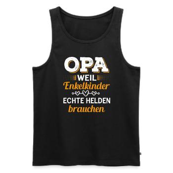 Opa Weil Enkelkinder Echte Helden Brauchen - Männer Premium Bio Tank Top - Schwarz - Vorne - Michal (187cm)