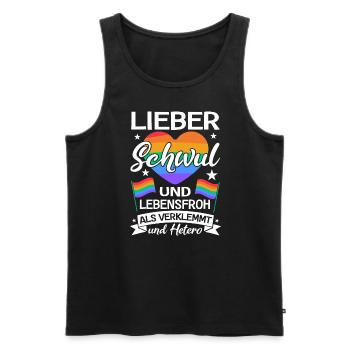 LGBTQ Lieber Schwul und Lebensfroh Gay Pride Month - Männer Premium Bio Tank Top - Schwarz - Vorne - AI Model Male 178 light (178cm)