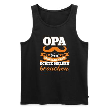 Opa Weil Enkelkinder Echte Helden Brauchen - Männer Premium Bio Tank Top - Schwarz - Vorne - Michal (187cm)